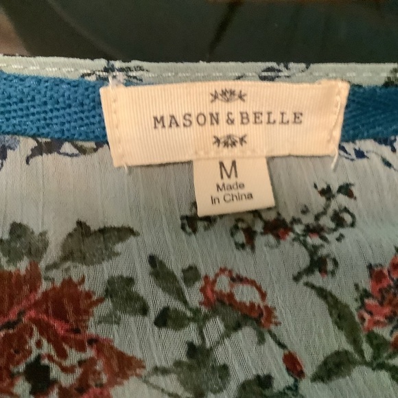 Mason & Belle Women’s med blue floral lace‎ trim bohemian festival hippie kimono - Picture 2 of 9